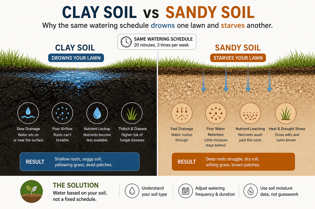 Clay Soil vs. Sandy Soil: Why the Same Watering Schedule Drowns One Lawn and Starves Another - Soildrops
