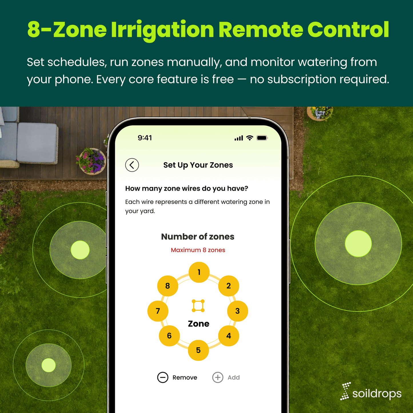 SoilDrops Smart Sprinkler Controller — 8-Zone WiFi Irrigation Controller with AI Scheduling - Soildrops