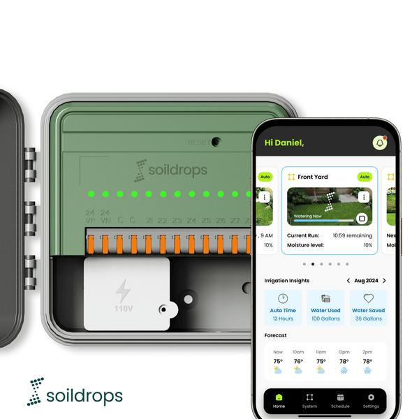 SoilDrops Smart Sprinkler Controller — 8-Zone WiFi Irrigation Controller with AI Scheduling - Soildrops