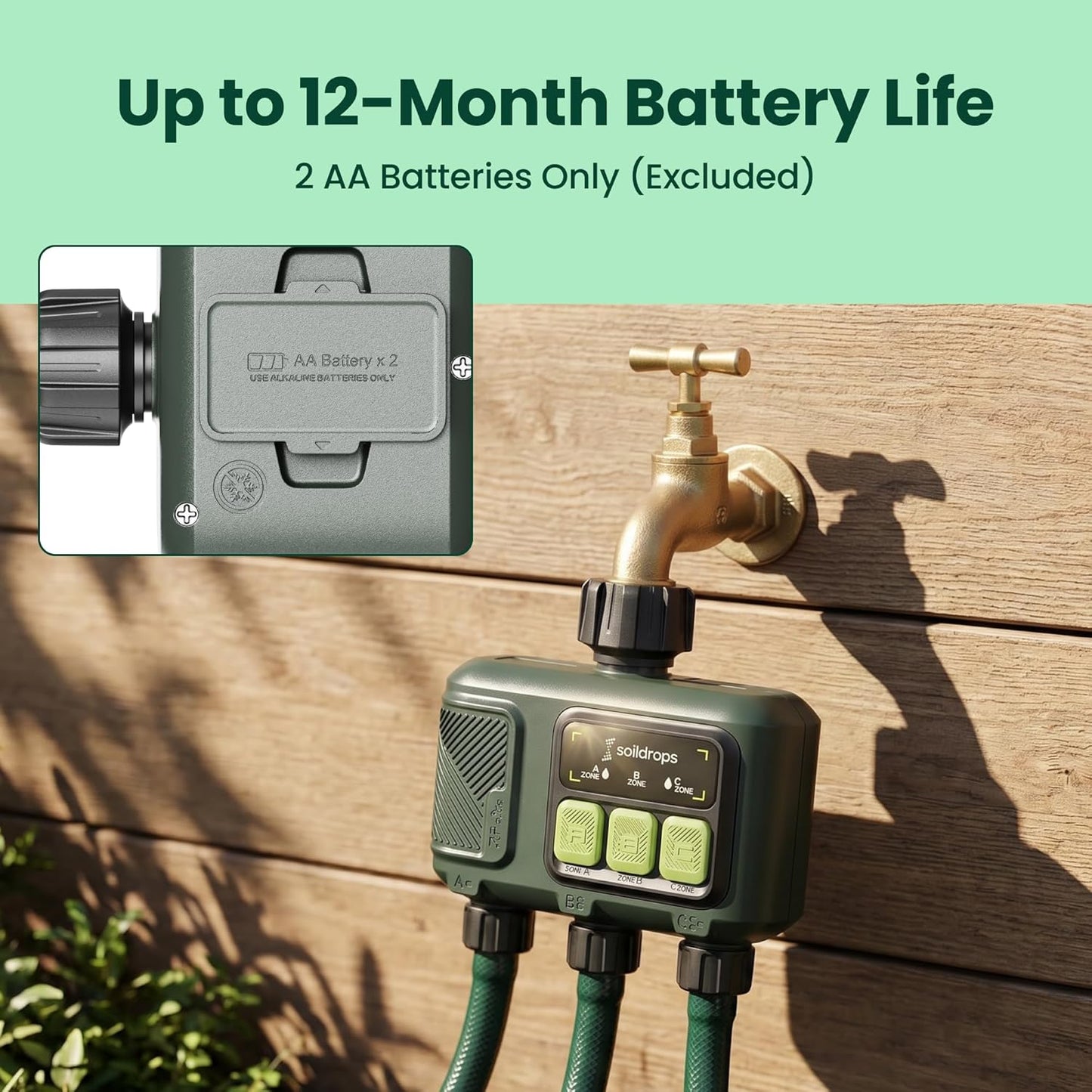 Soildrops Smart Sprinkler Timer — 3 Zones, App Control, 1,000 ft Wi - Fi Hub - Soildrops