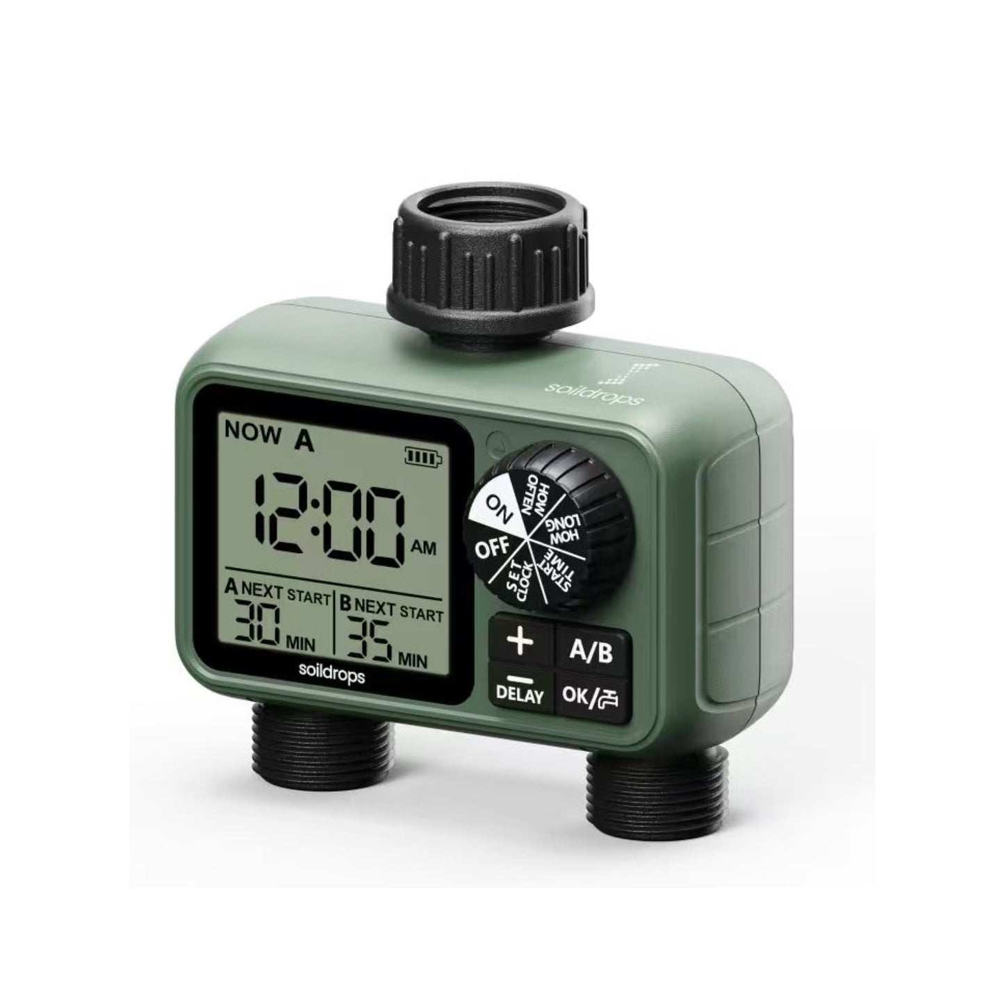 SoilDrops Dual Outlet Hose Timer — 2-Zone Programmable Sprinkler Timer ...